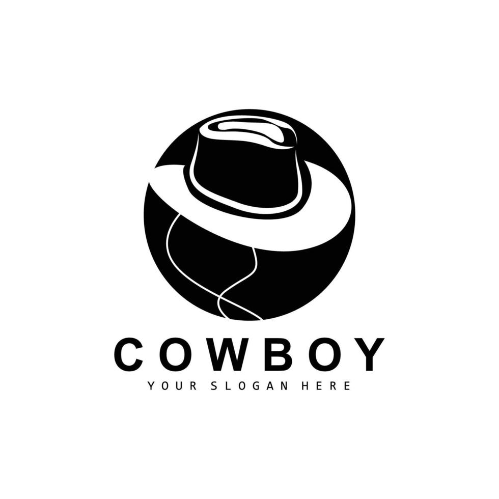 Cowboy Hut Logo, Texas Cowboy Design, Western Land Sheriff Hut Vektor, Silhouette Symbol vektor