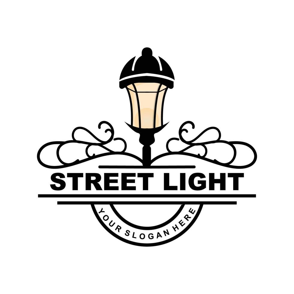 Straße Licht Logo, Blitz Laterne Vektor, Vorlage Symbol retro klassisch Jahrgang Design vektor