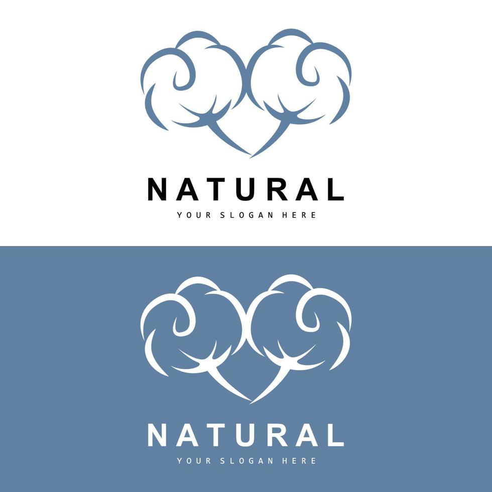 bomull logotyp, naturlig biologisk organisk växt design, skönhet textil- och Kläder vektor, mjuk bomull blommor vektor