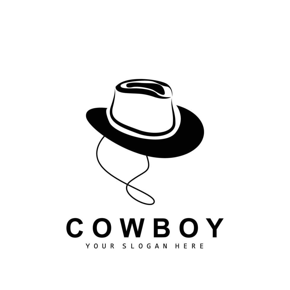 Cowboy Hut Logo, Texas Cowboy Design, Western Land Sheriff Hut Vektor, Silhouette Symbol vektor