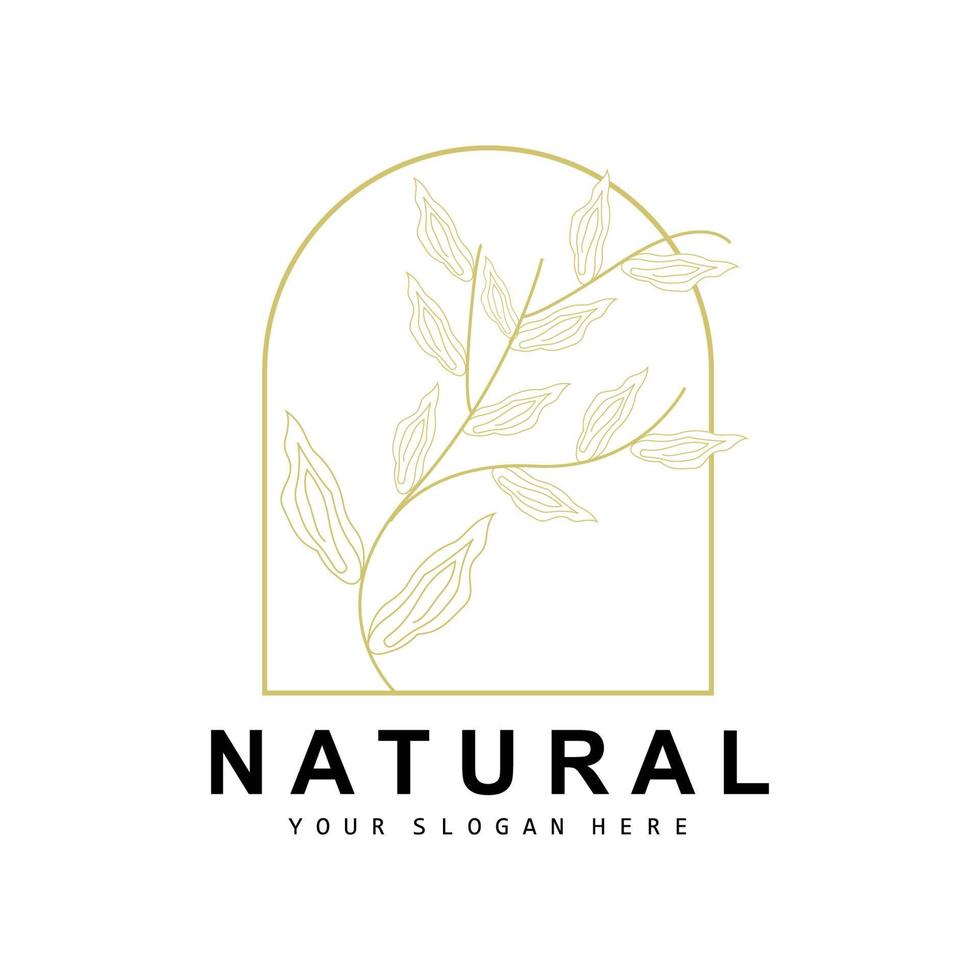enkel botanisk blad och blomma logotyp, vektor naturlig linje stil, dekoration design, baner, flygblad, bröllop inbjudan, och produkt branding