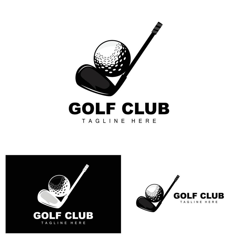 Golfball-Logo, Vektor-Stick-Golf. Outdoor-Sportspiel, Disziplindesign, Symbolvorlage vektor