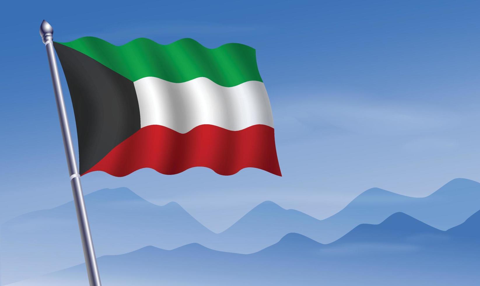 Kuwait Flagge mit Hintergrund von Berge und Himmel vektor