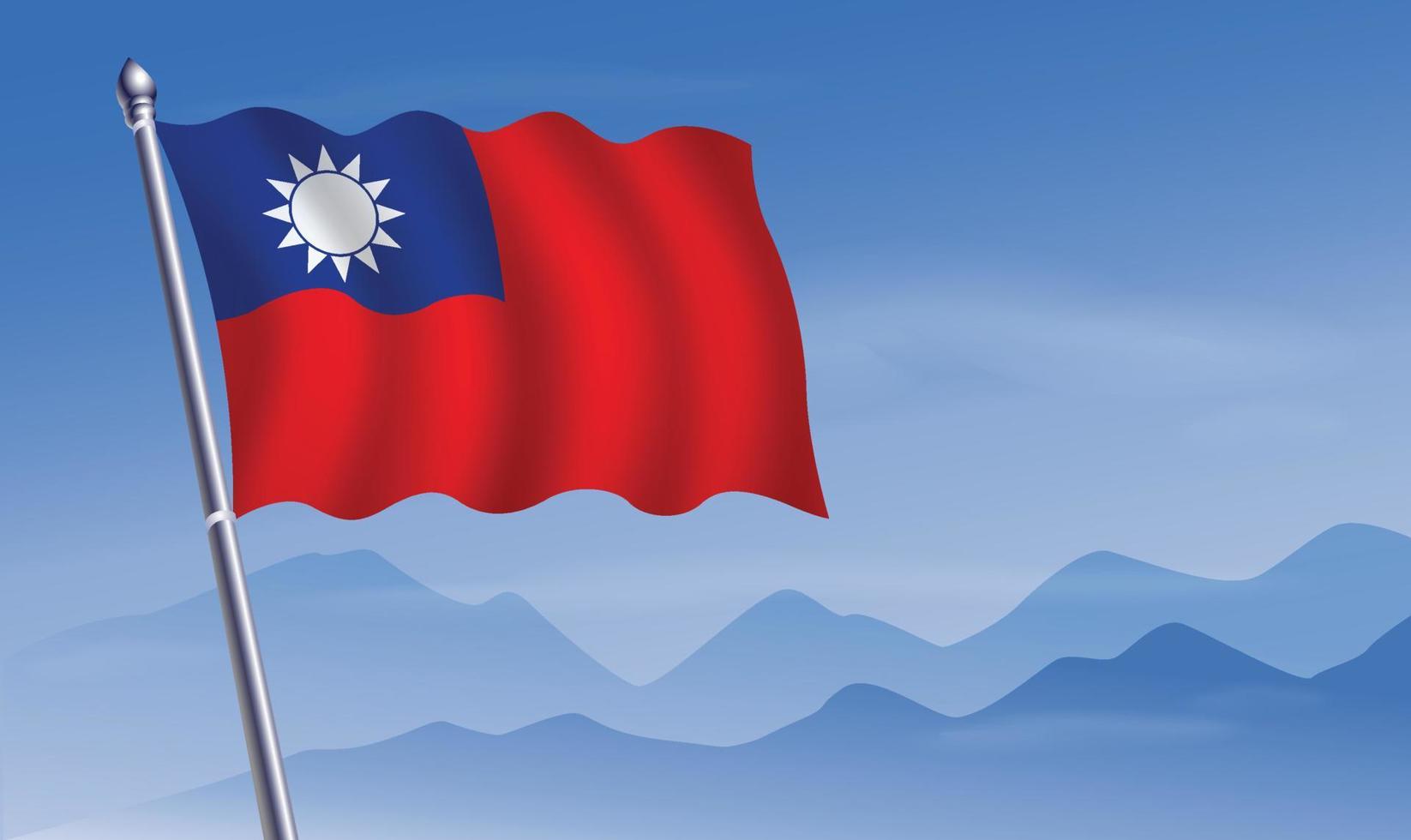 Taiwan Flagge mit Hintergrund von Berge und Himmel vektor