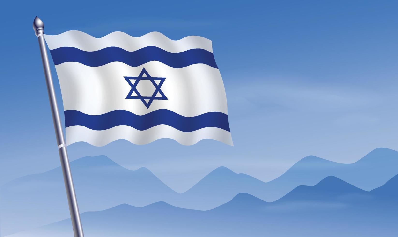 Israel Flagge mit Hintergrund von Berge und Himmel vektor