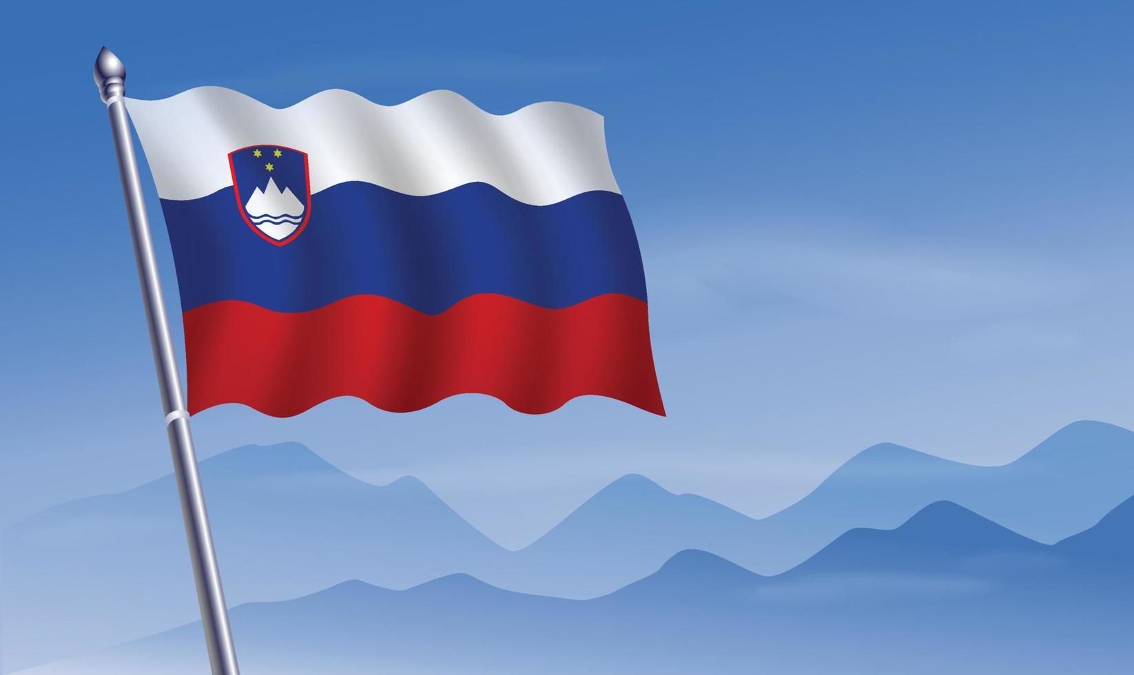 Slowenien Flagge mit Hintergrund von Berge und Himmel vektor