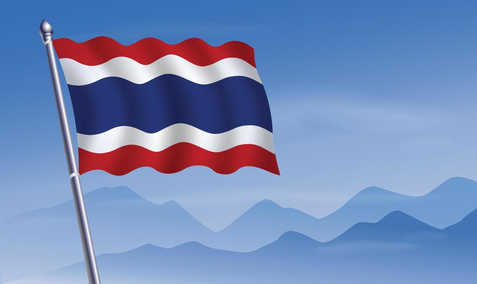 Thailand Flagge mit Hintergrund von Berge und Himmel vektor