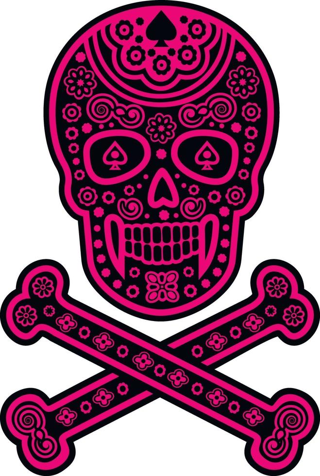 mexikanisches Zuckerschädelmuster, Vintages Design für T-Shirts vektor