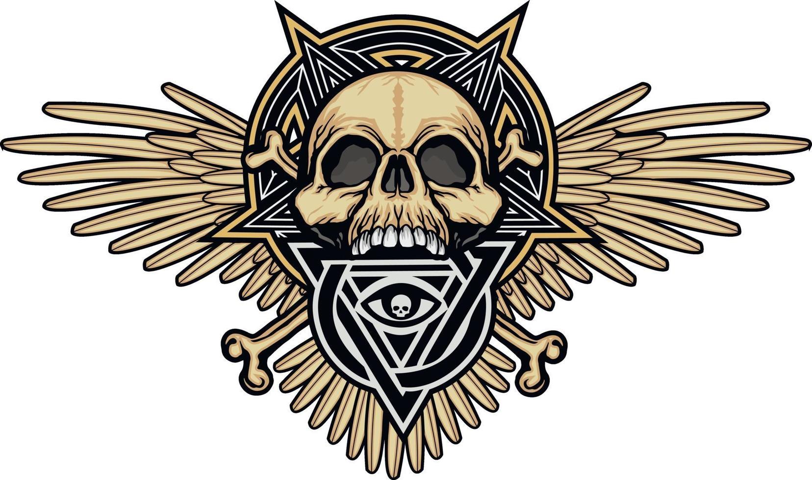 gotisches Zeichen mit Schädel und Auge der Vorsehung im Dreieck, Grunge Vintage Design T-Shirts vektor