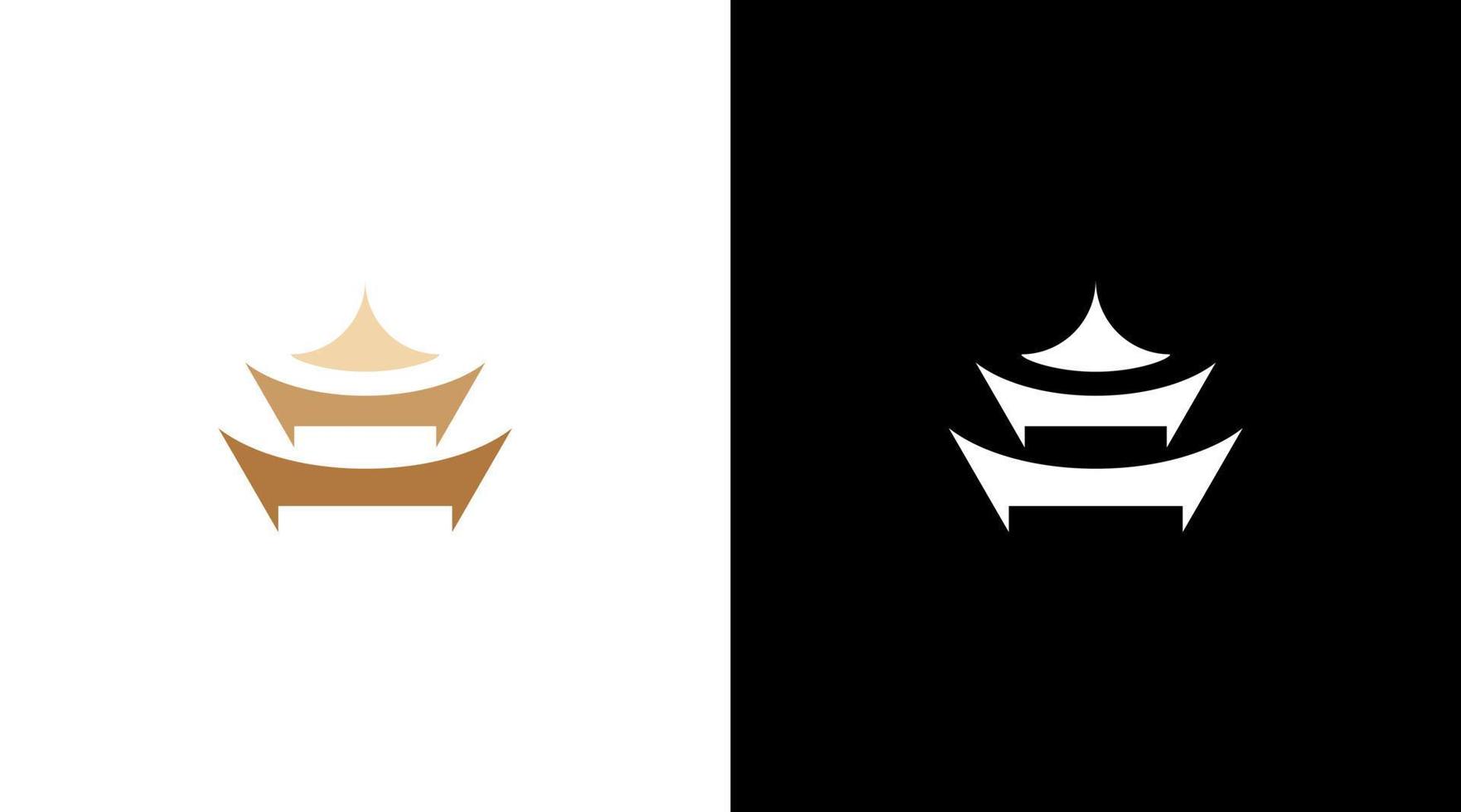 Pagode Tempel Hanok Logo Korea traditionell Vektor Monogramm Symbol Stil Design Vorlage
