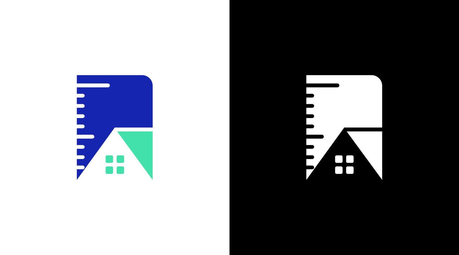 Hem logotyp och linjal vektor arkitektur monogram ikon stil design mall