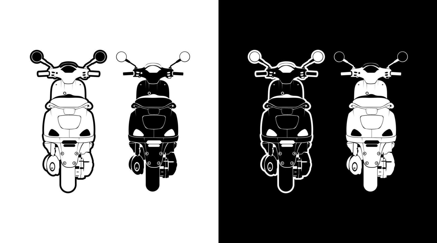 skoter matic motorcykel tillbaka se detaljerad fordon vektor illustration översikt ikon design