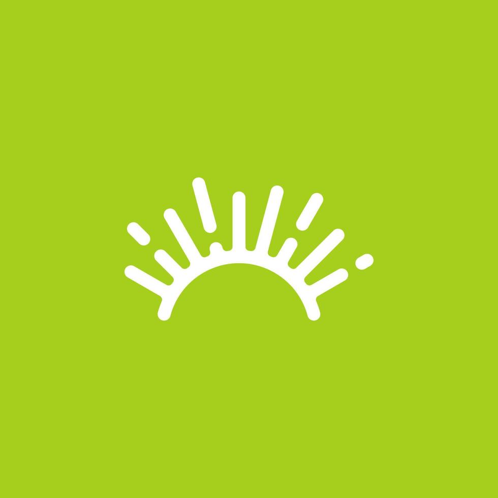 Sonne Logo Symbol Marke Symbol Design einfach minimal Linie Kunst Schlaganfall Gliederung Solar- Energie Grün Natur vektor