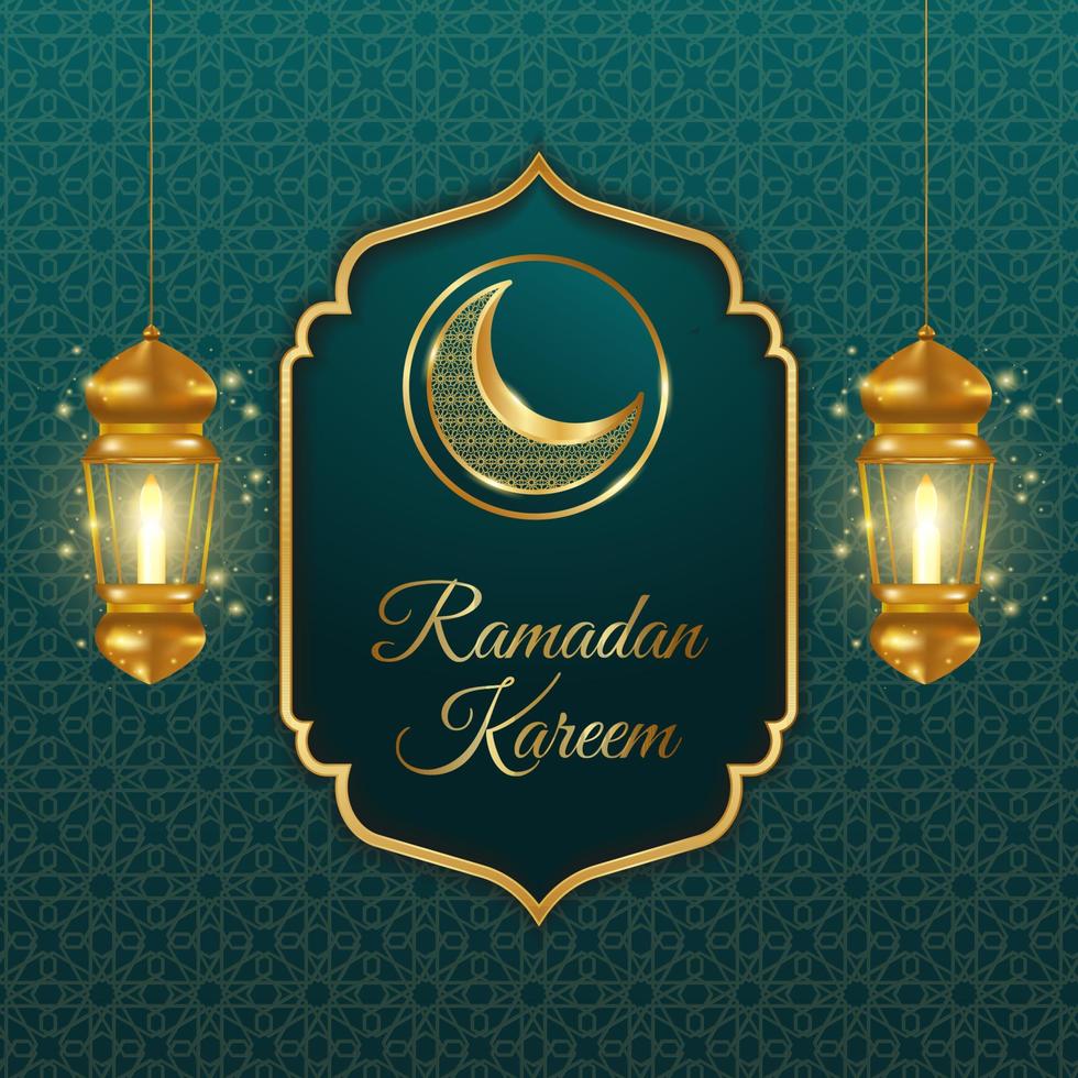 guld ramadan kareem hälsning kort, social media posta vektor design