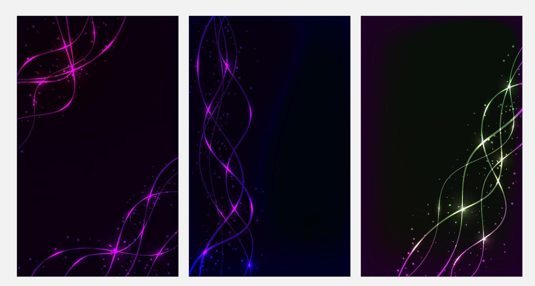 uppsättning av abstrakt neon bakgrunder vektor
