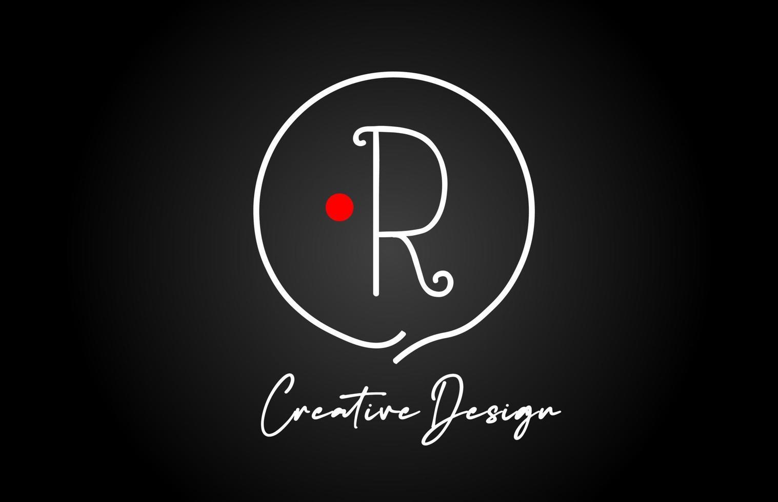 r alfabet brev logotyp ikon design med linje röd punkt och årgång stil. svart och vit kreativ mall för företag och företag vektor