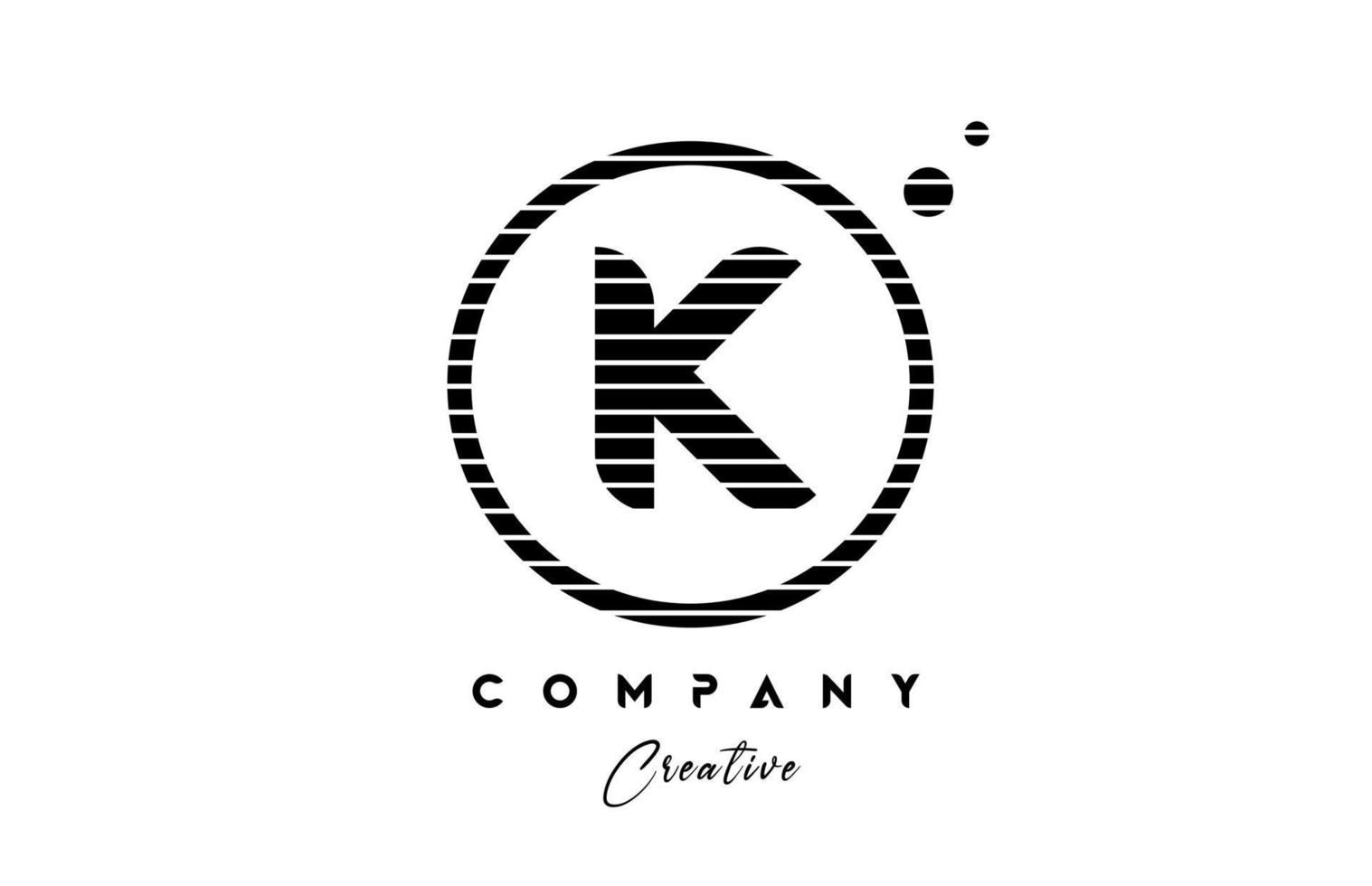 k Alphabet Brief Logo Symbol Design mit Linie Streifen und Kreis. schwarz und Weiß kreativ Vorlage zum Unternehmen und Geschäft vektor