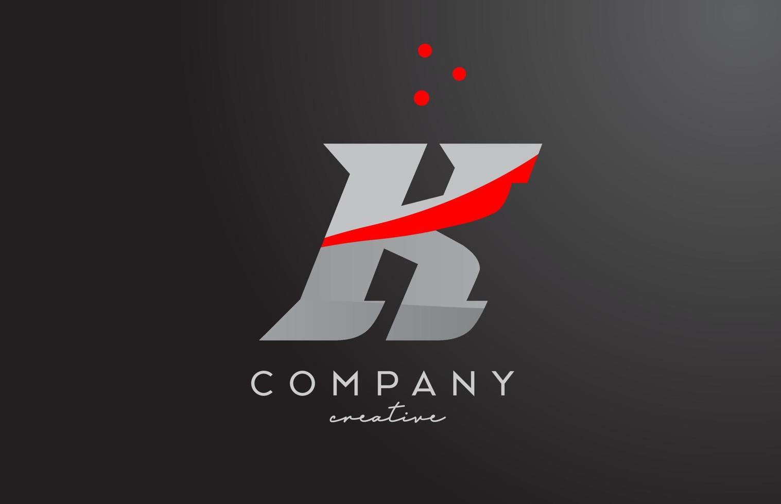 grå röd prickar k alfabet djärv brev logotyp. kreativ mall design för företag och företag vektor