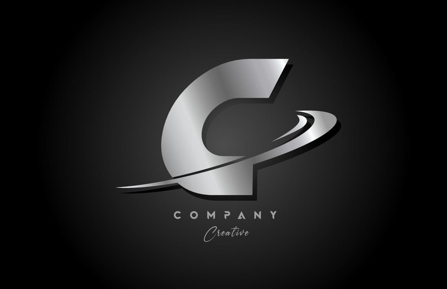 c silver- metall grå alfabet brev logotyp ikon design med susa. kreativ mall för företag och företag vektor