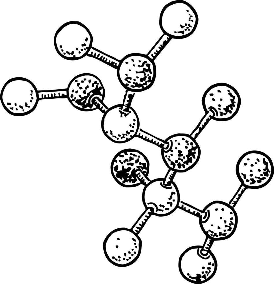 Molekül und molekular Struktur. skizzieren Illustration. Atom Moleküle Hand gezeichnet Modell- vektor
