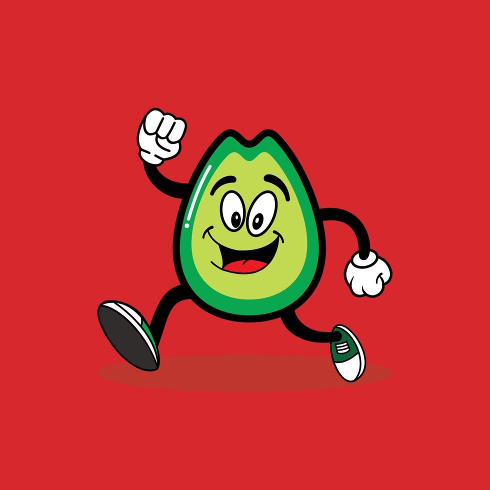 Avocado von Karikatur Charakter mit Lächeln Gesicht Vektor Illustration
