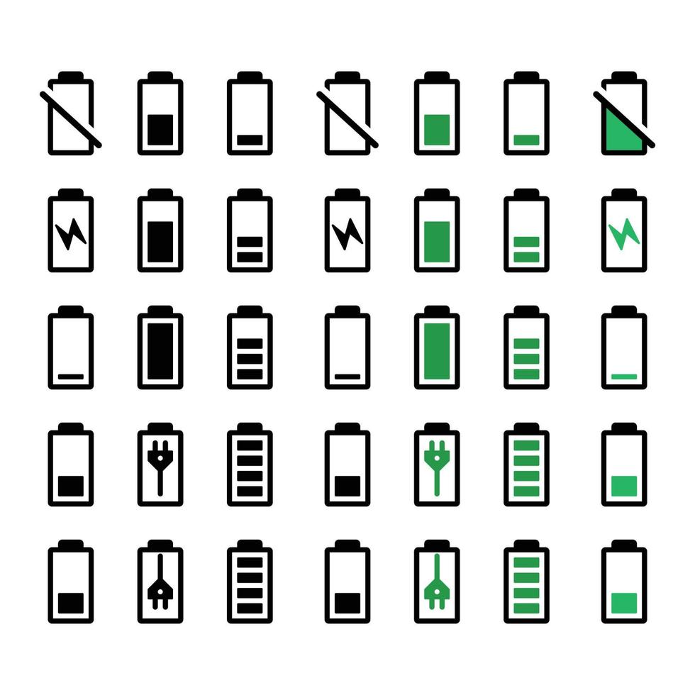 telefon batteri meter ikon uppsättning vektor