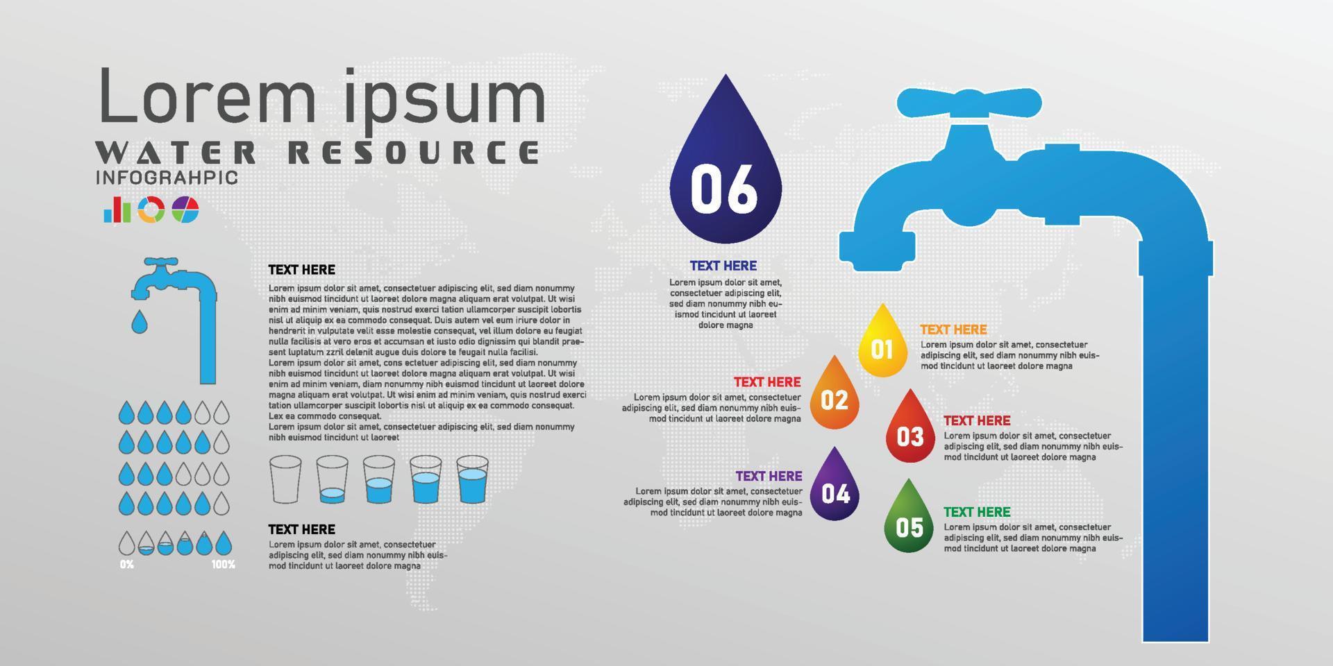 Wasser Ressourcen Infografik Vektor Illustration mit bunt Thema Wasser Ressource Konzept