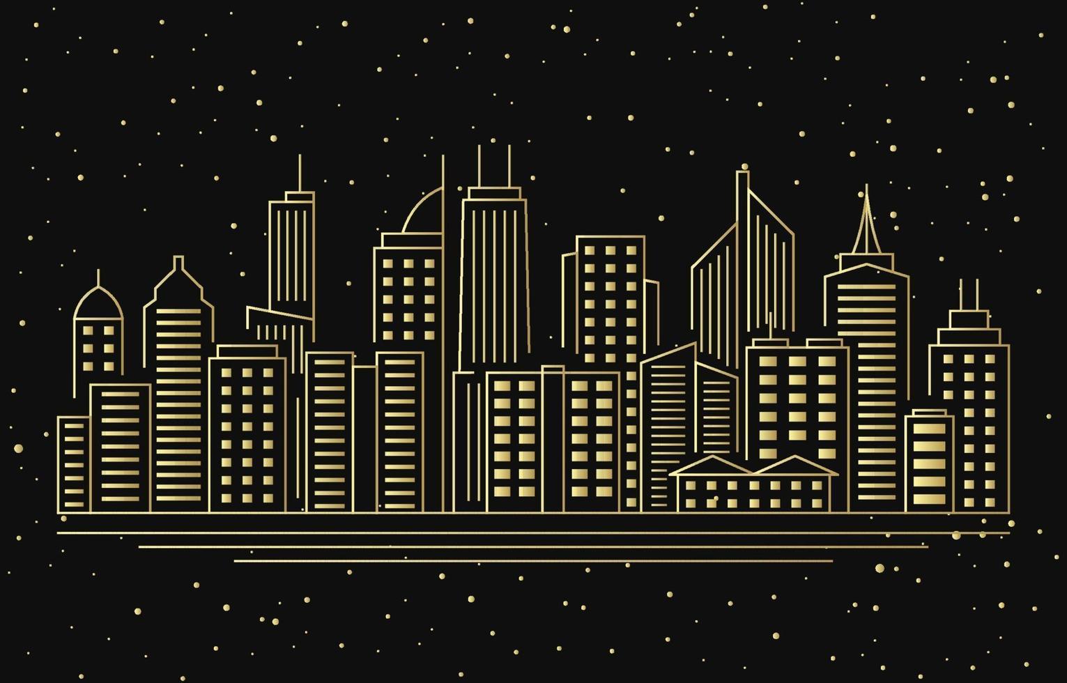 natt urban stadsbyggnad stadsbild liggande linje illustration vektor