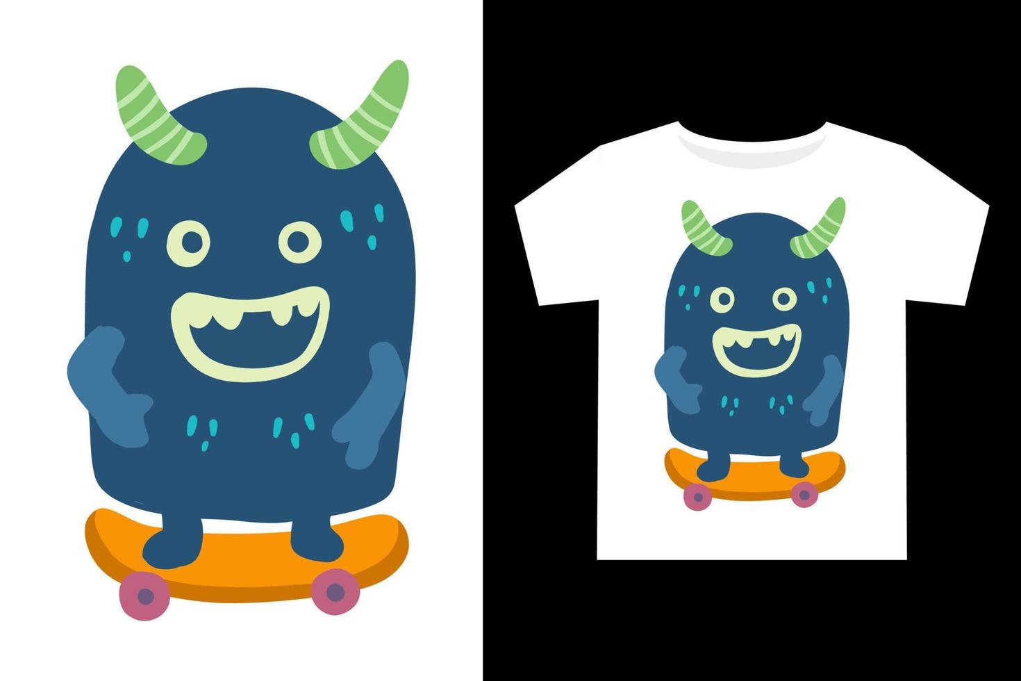 Hand gezeichnet komisch Monster- Illustration zum Kinder t Hemd Design vektor