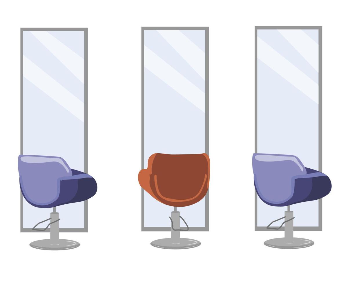 Stuhl und Spiegel im das Friseure Salon vektor