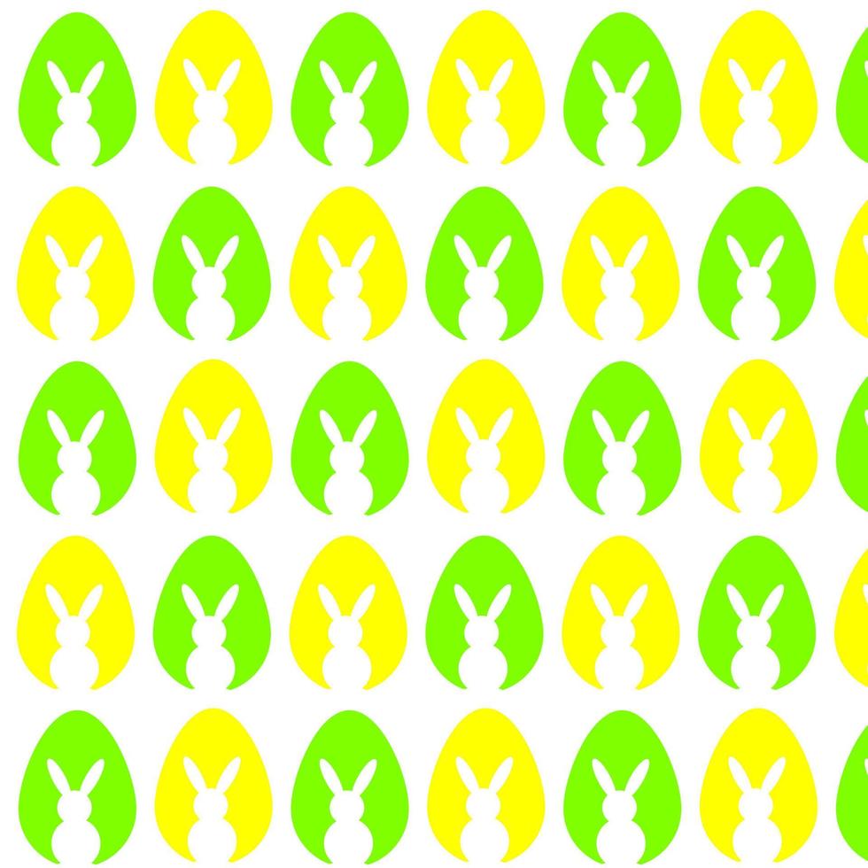 grön och gul kanin silhuetter och ägg mönster. vektor platt illustration. Semester baner, flygblad eller hälsning kupong, broschyr design mall layout. vektor illustration