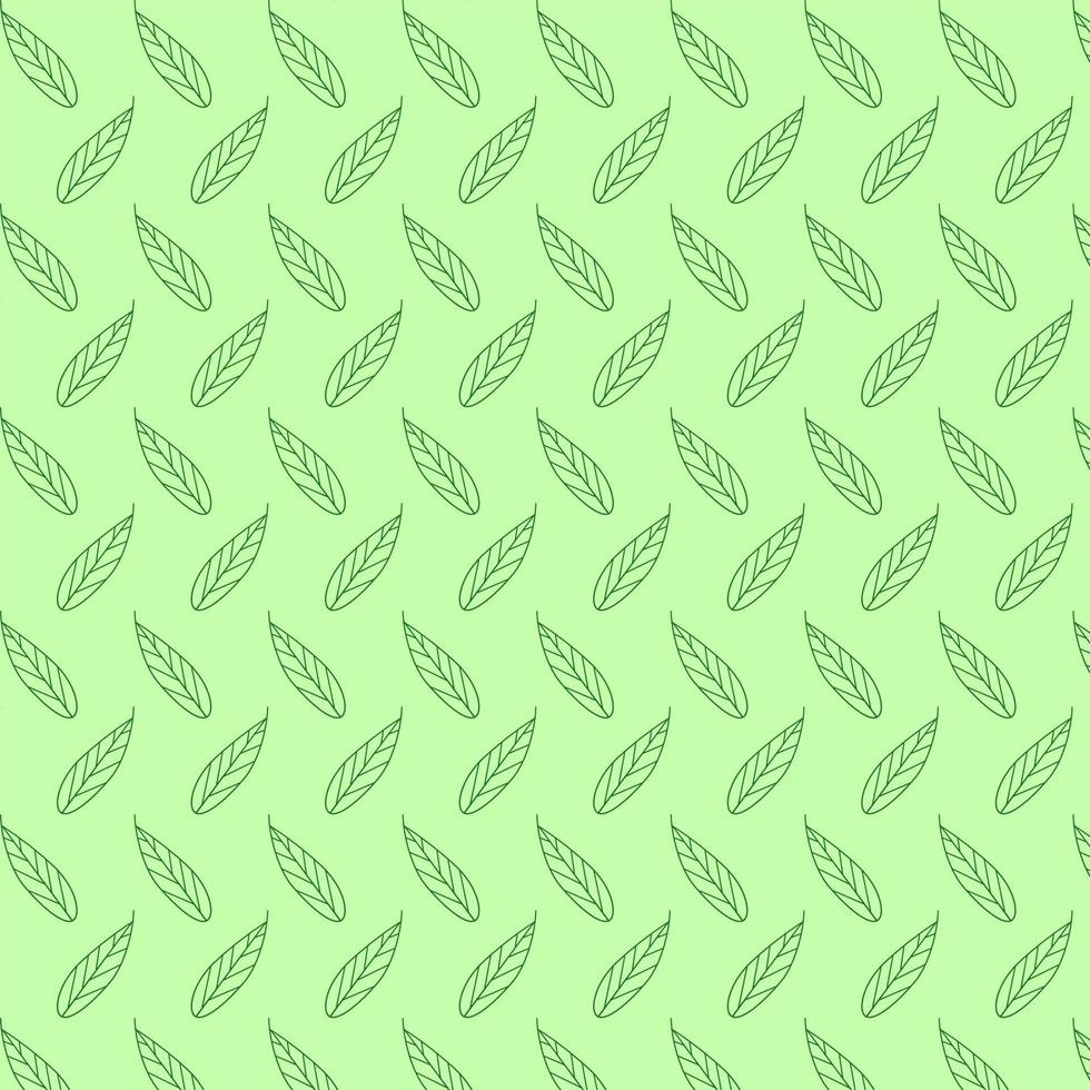 grön löv hand dragen mönster. vektor ört, blommig, grönska, blad lövverk bakgrund. vektor illustration