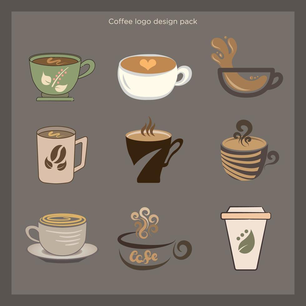 kaffe mugg logotyp samling vektor