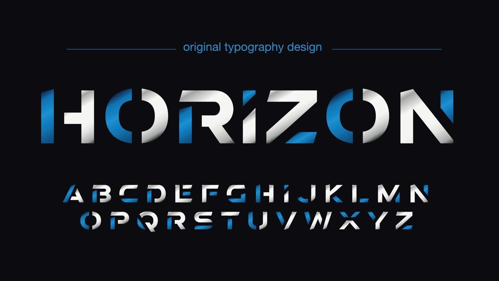 futuristische Sportarten geschnittene blaue und silberne Typografie vektor
