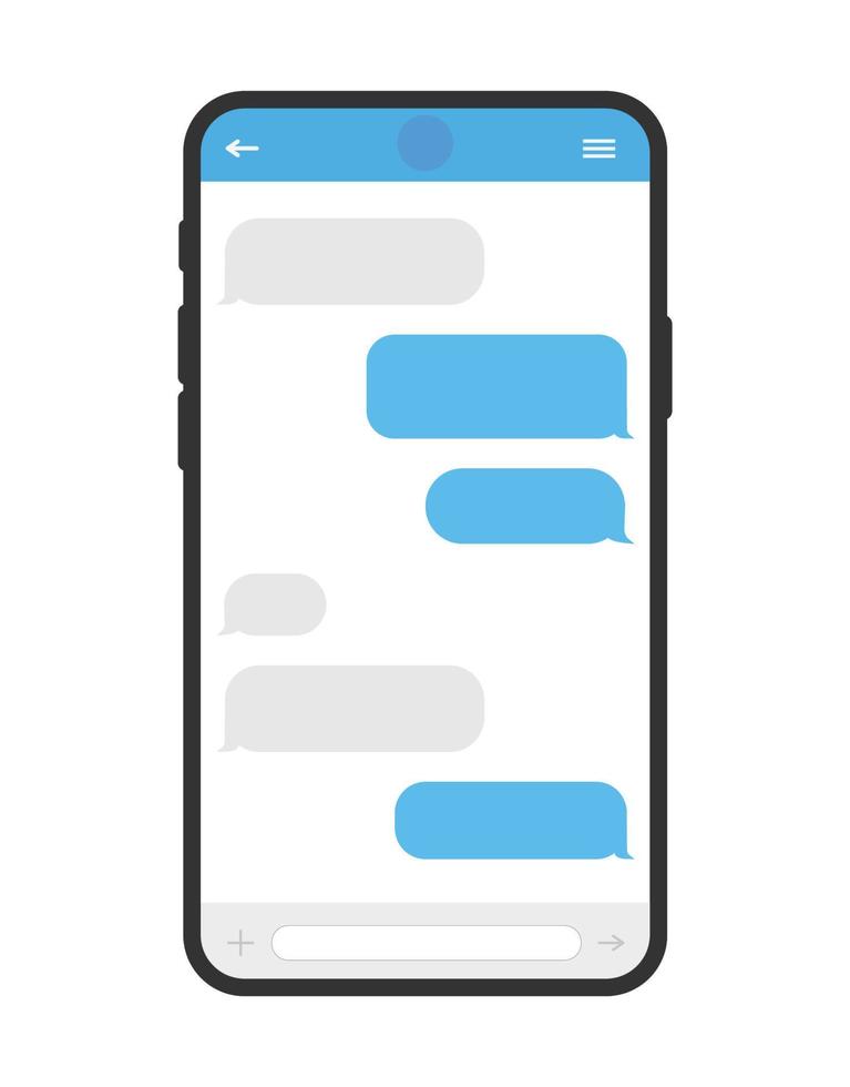 Clever Telefon Bildschirm mit Botschaft Blasen. SMS Vektor Design Vorlage zum Bote Plaudern