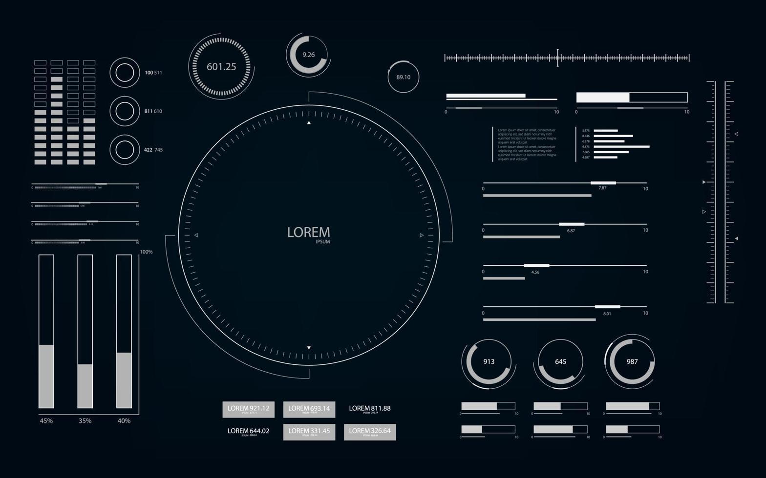 futuristiskt användargränssnitt med hud- och infografiska element. loopad rörelse virtuell teknik bakgrund. vektor