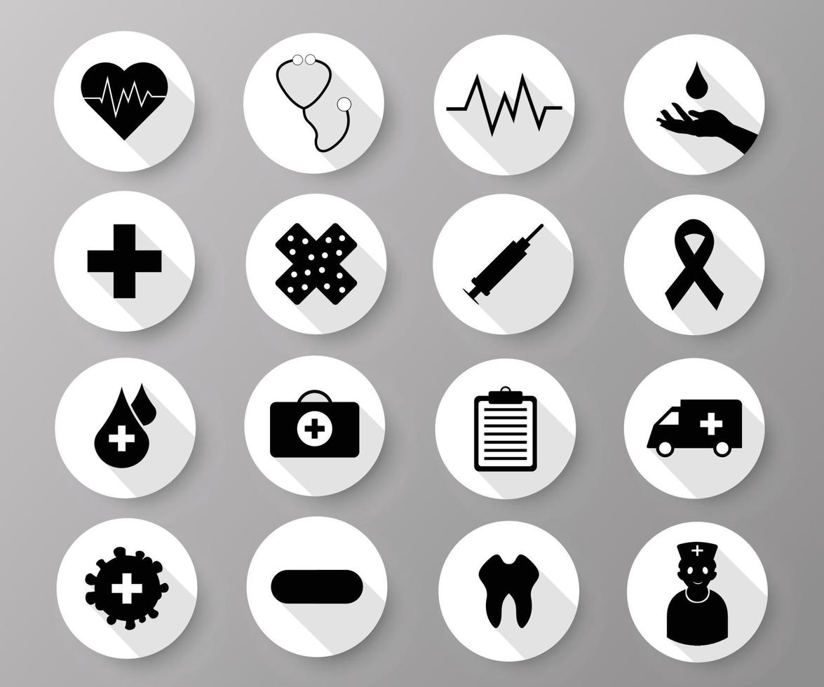 medicinsk utrustning svart och vit ikoner vektor illustration isolerat på vit lutning bakgrund.