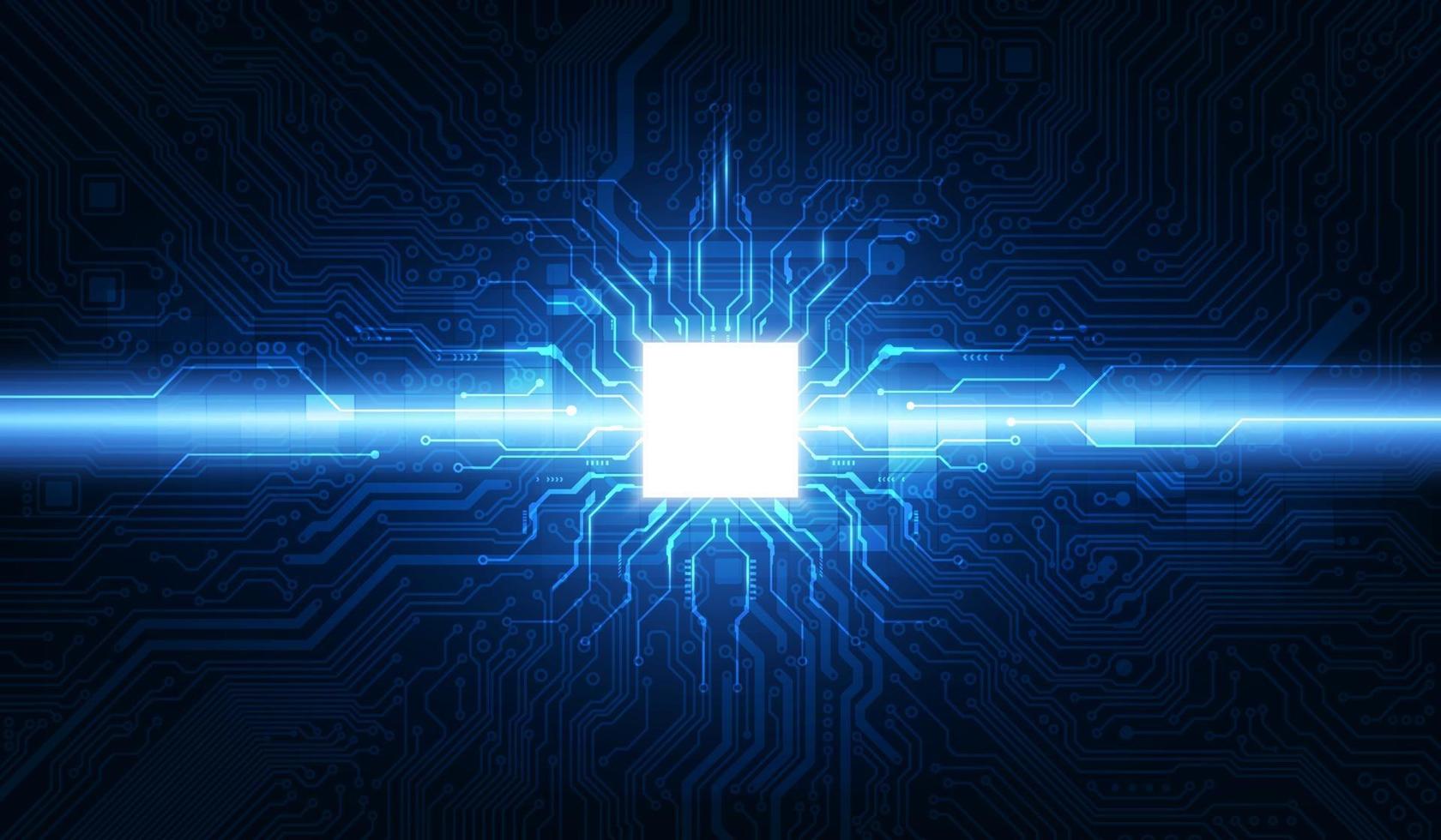 abstrakt teknik chip processor bakgrund kretskort och html-kod, 3d illustration blå teknik bakgrund vektor. vektor