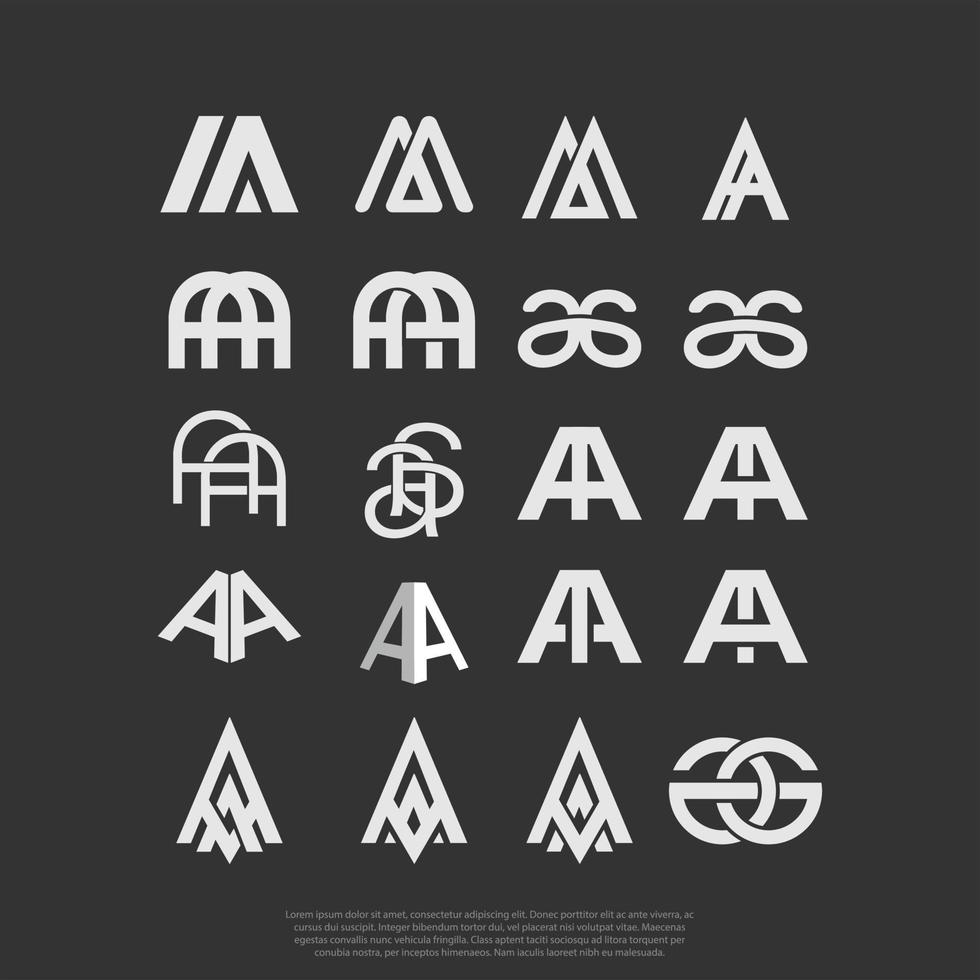 brev aa logotyp begrepp mallar, kombinera brev en och en i ett form logotyp design vektor mallar