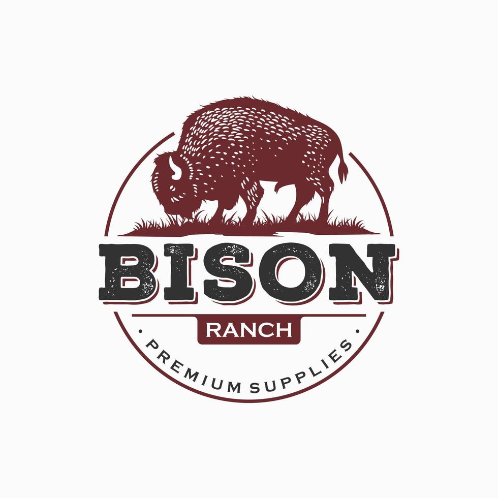 Bison Jahrgang Logo Design Vektor