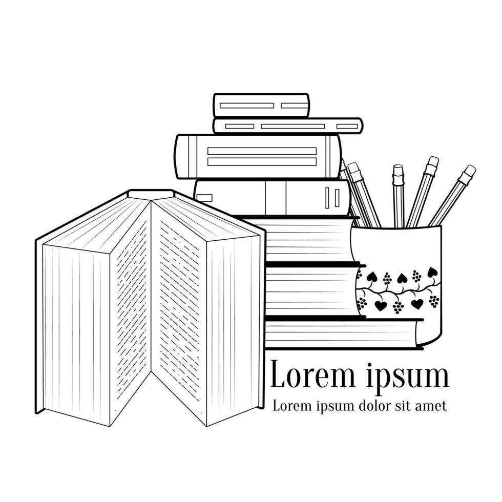 Bücher Schreibwaren Kontur Logo vektor