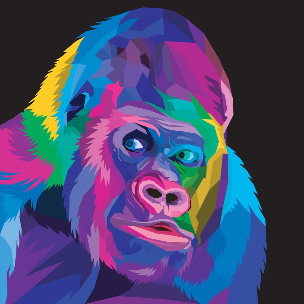 färgrik gorilla på pop- konst stil. vektor illustration.eps 10.