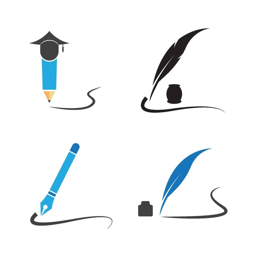 Feder Stift Logo Bilder Illustration Set vektor
