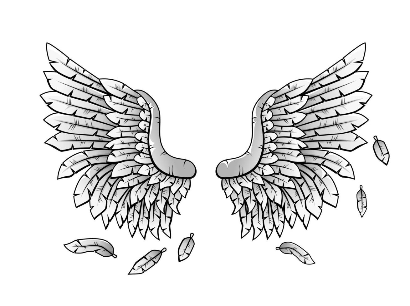 heraldisk vingar tecknad serie, vektor illustration