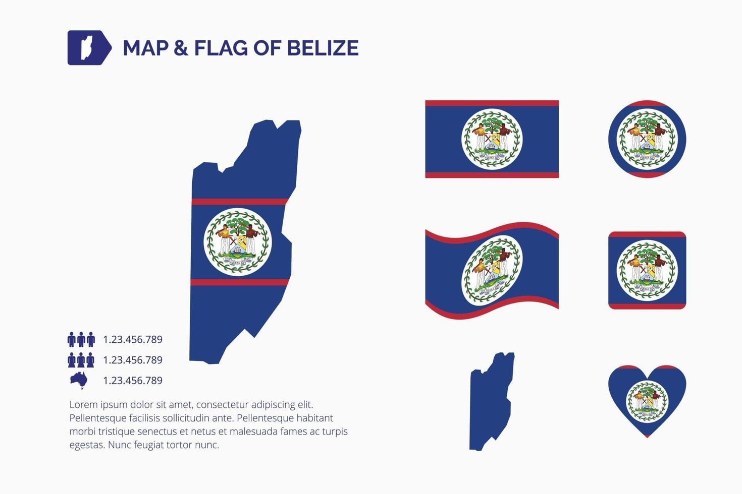 Karte und Flagge von Belize vektor