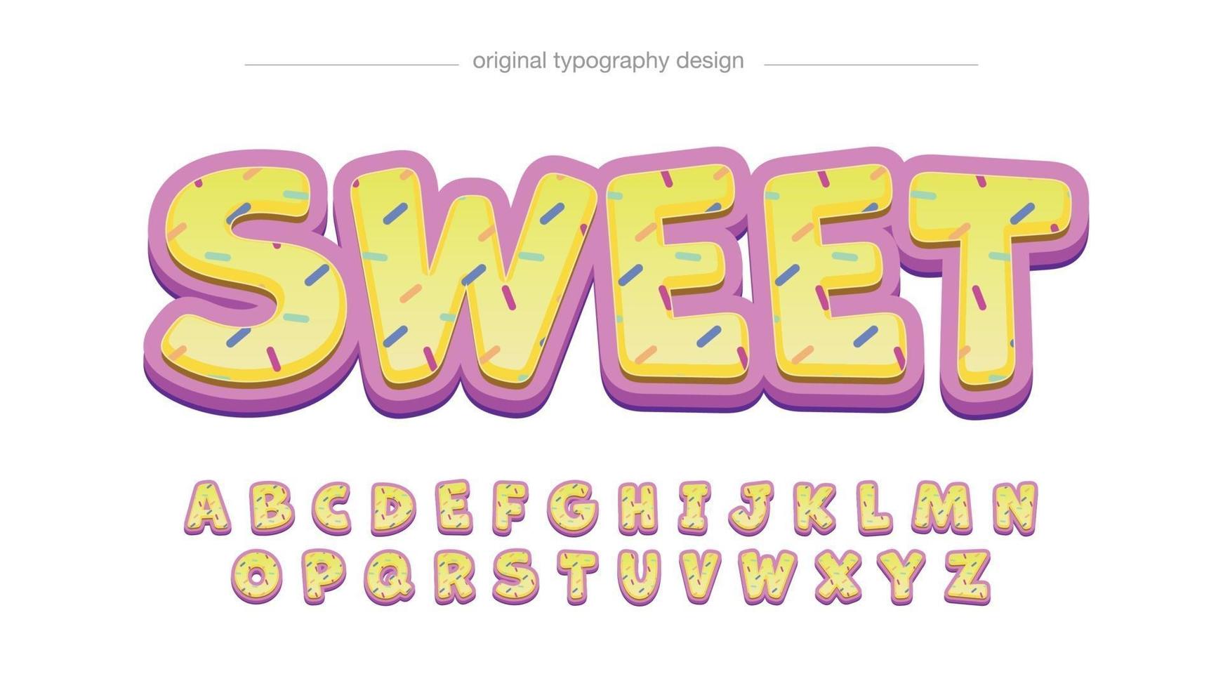 abstrakte Cartoon-Typografie des gelben und rosa Donuts vektor