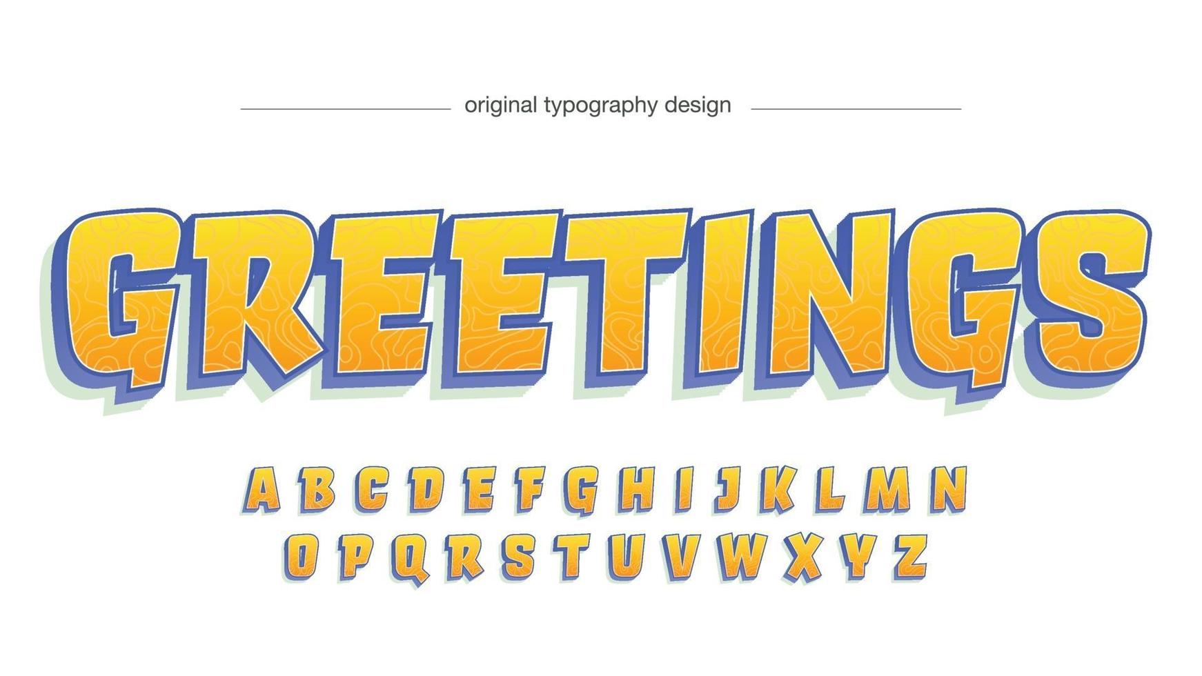 isolierte Typografie der orange und blauen modernen Karikatur vektor