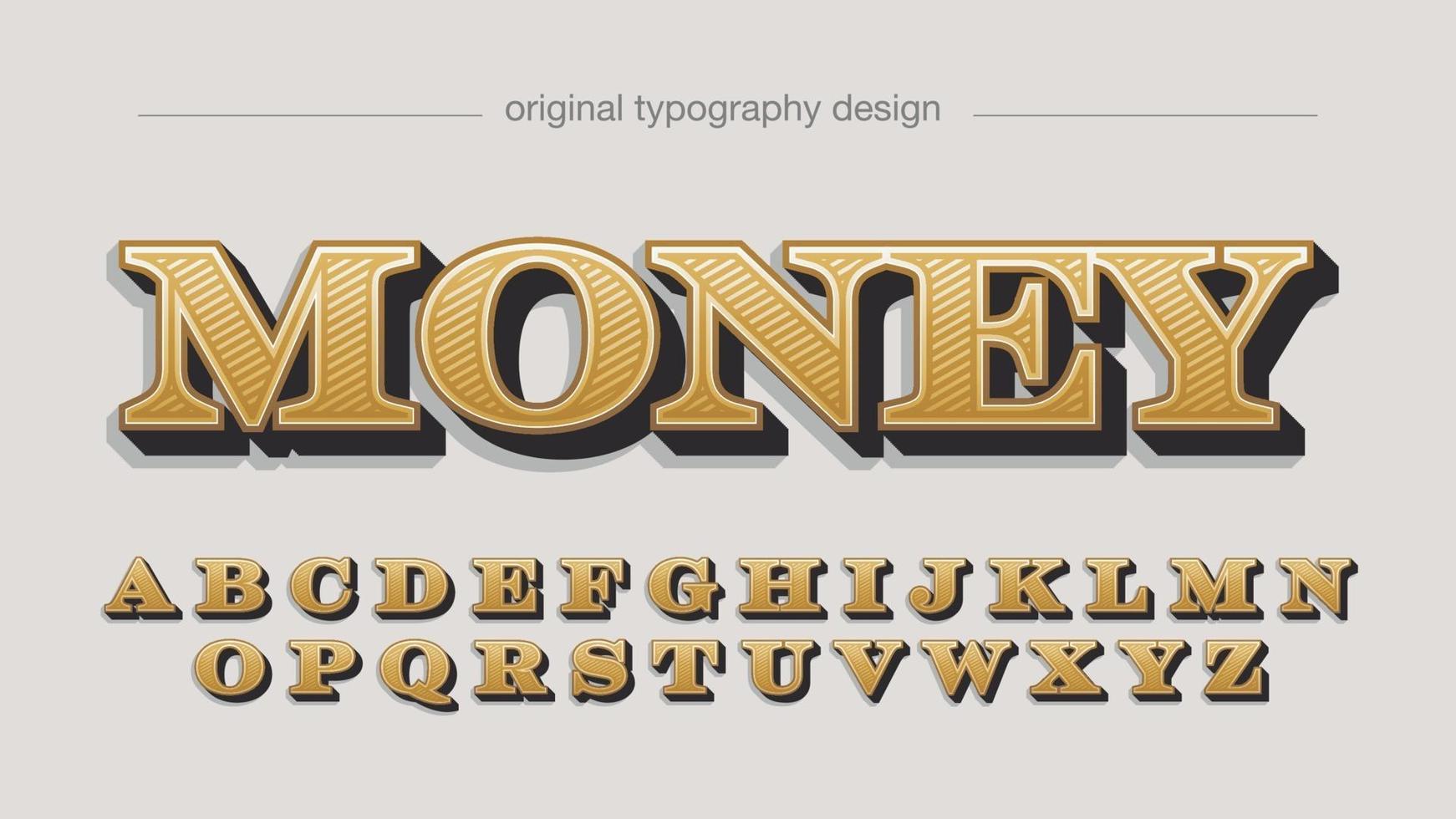 kühne goldene Serife elegante 3d isolierte Schriftart vektor