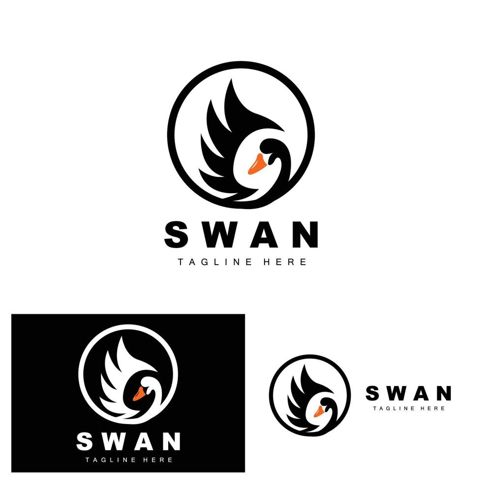 Schwan-Logo-Design, Ententierillustration, Firmenmarken-Vorlagenvektor vektor