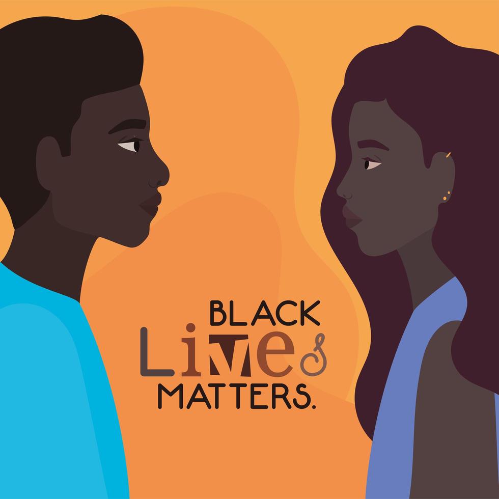 Profilbild der schwarzen Frau und des schwarzen Mannes für schwarze Lebensangelegenheiten vektor